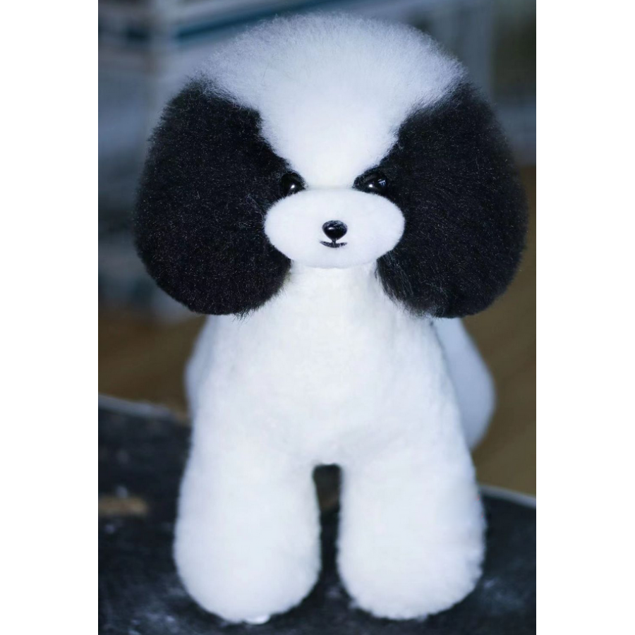 Teddy Whole Body Dog Wig - White & Black Spotted (csak szőr)